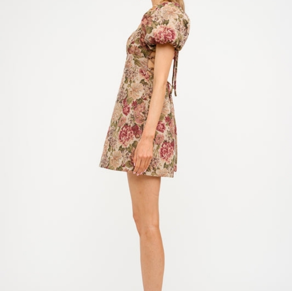 ๐ Floral printed jacquard mini dress - Picture 3 of 10